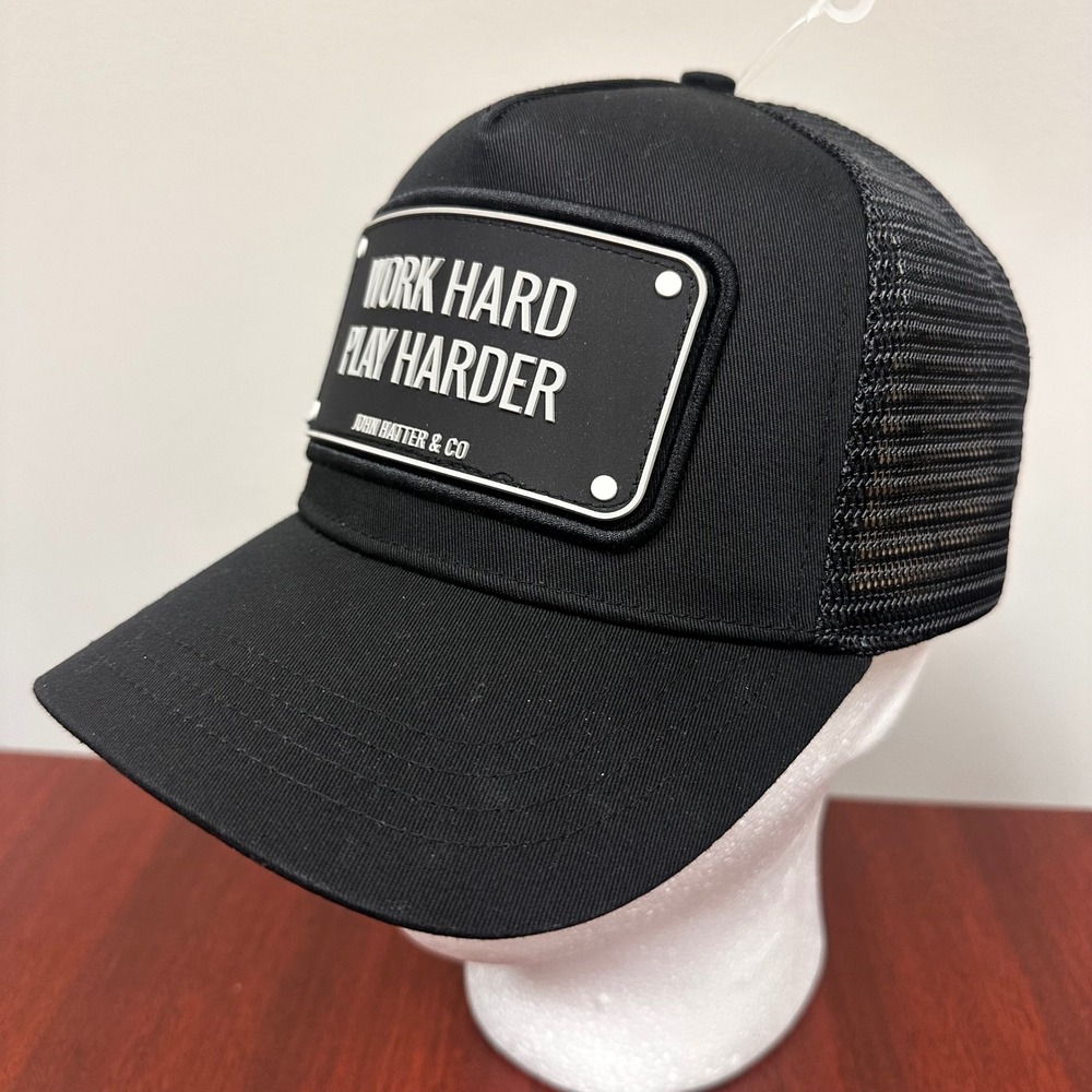 John Hatter‎ Work Hard Play Harder Trucker Hat Adjustable Snapback NWT $49